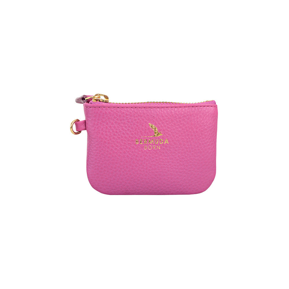 Longtail pink pebble leather Coin and Card Case 